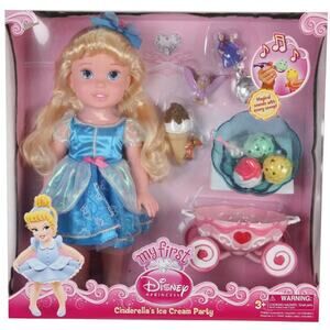 NEW 1st Edition My First Disney Princess CINDERELLA DOLL 16" Ice Cream Party BOX